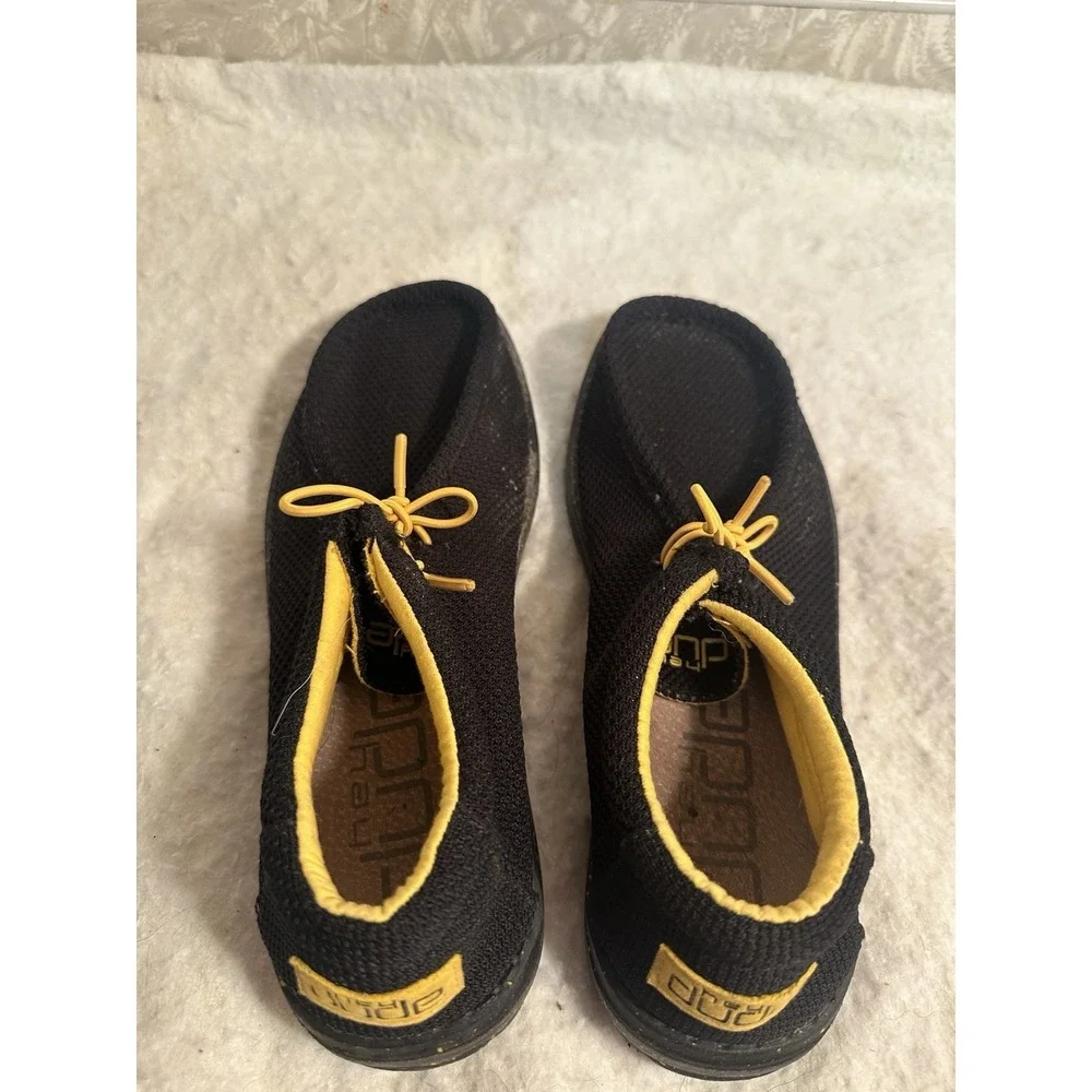 Hey Dude Men's Sneakers Black/Yellow Knit Lace Up US Y6-L7